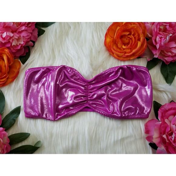 VS PINK fuschia sparkly bandeau sz Small new - Picture 1 of 3